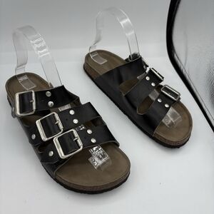 Madden Girl Sandals Womens Size 7 Ella Flat‎ Cork Buckle Belt Straps C3